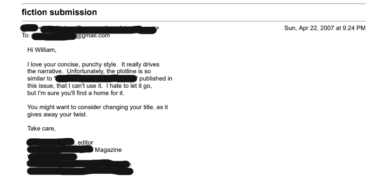 2007 rejection letter.